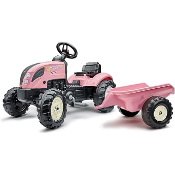 Falk - Tractor with Pedals Rainbow Star with Trailer - Contains 40% Recycled Plastic 2056L - Pink - Ages 2+