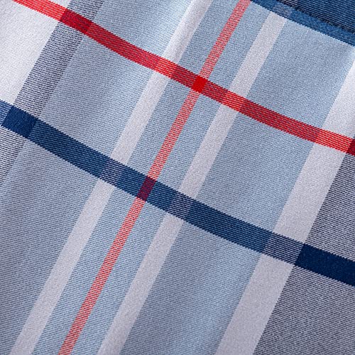 Rosecret Queen Size Yarn-Dyed Plaid Comforter Set With Unique Splicing And Button,3Pcs Soft Microfiber Bedding Set Including 1 Comforter And 2 Pillowshams(Blue&Twill) #TOP7