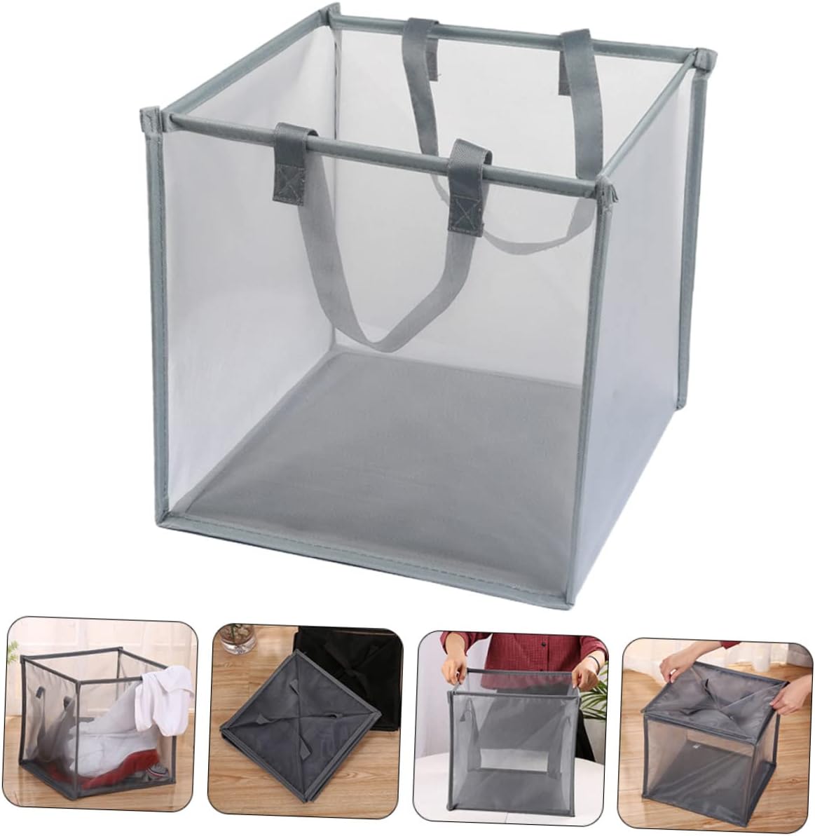 Portable Laundry Storage Mesh Basket Rolling Laundry Hamper for Dorm Collapsible Closet Organizers