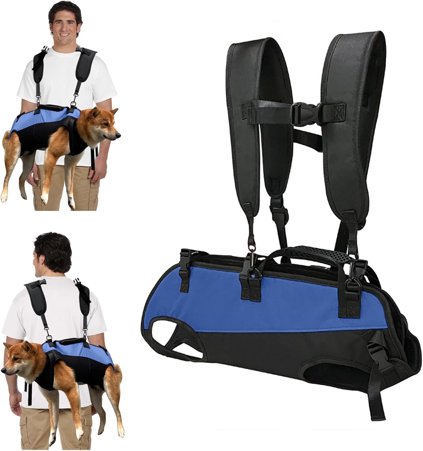 PETCUTE Dog Lift Harness,Adjustable Dog Backpack Carrier for Medium Large Dogs,Full Body Pet Lift Harness,Emergency Pet Backpack for Disabled, Old, Joint Injuries, Loss of Stability Dogs,S