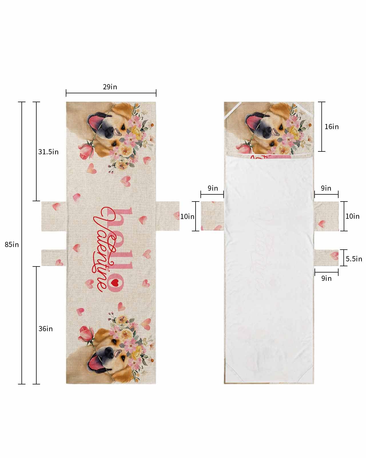 Valentine's Day Dog Beach Lounge Chair Towel Cover, Soft Chaise Lounge Towel with Side Pockets Patio Pool Chairs Cover for Beach/Pool Sunbathing 29x85 Hello Valentine Spring Floral Rustic