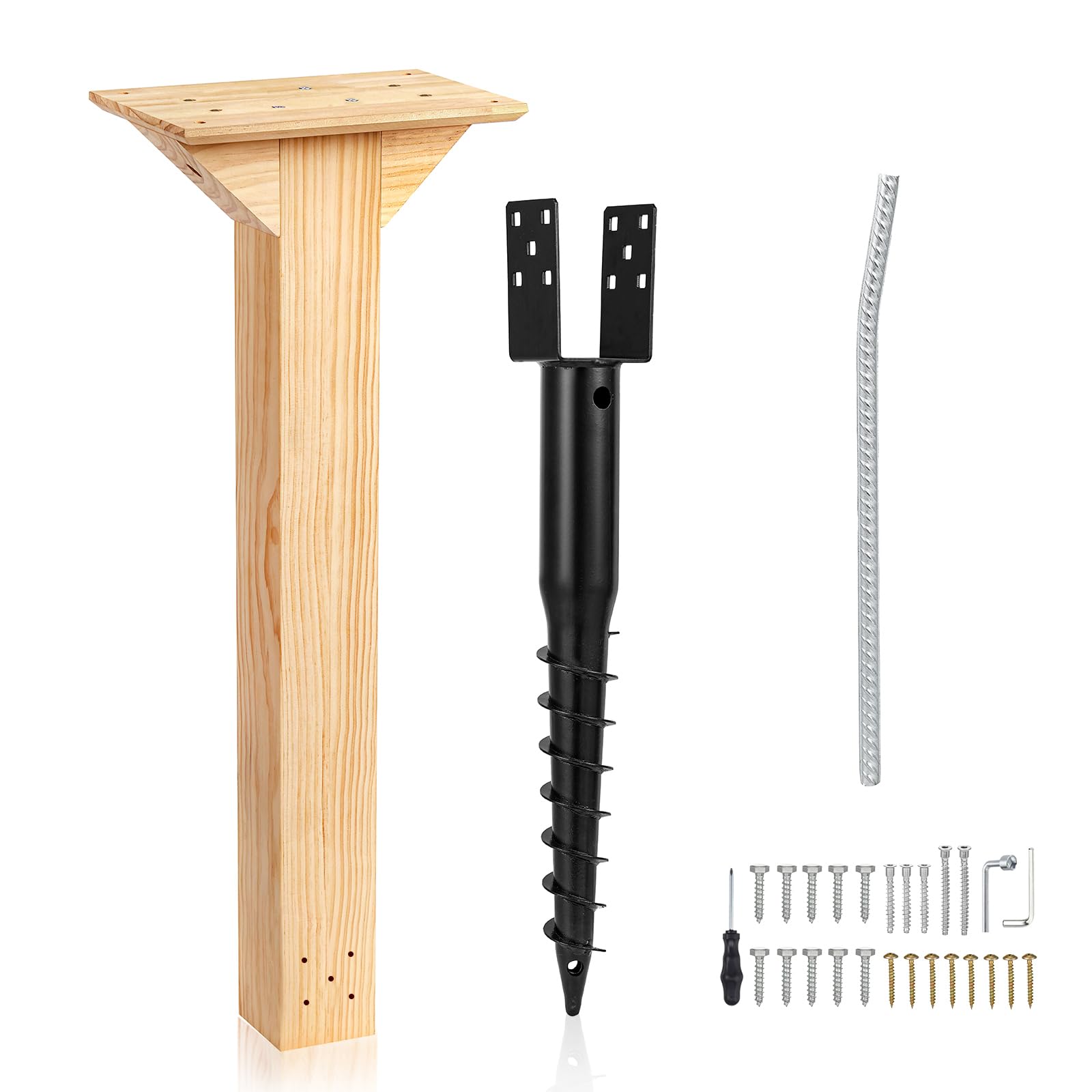 Photo 1 of Little Library Mount Kit – Waterproof 4x4x31.5" Wood Post, Post Bracket, No-Dig Ground Anchor, Easy Setup for Outdoor Use, Supports All Sizes of Little Libraries, Perfect for Community Sharing