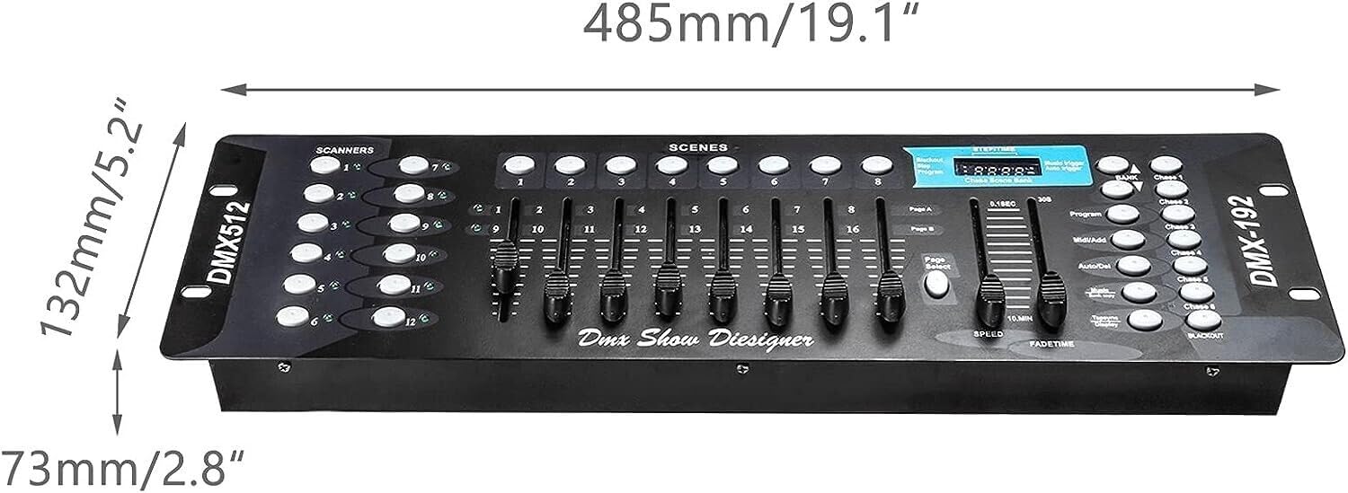 DMX 512 LUCI CONTROLLO MIXER CONTROLLER LUCI DISCO EFFETTO CONSOLE DJ DISCO192