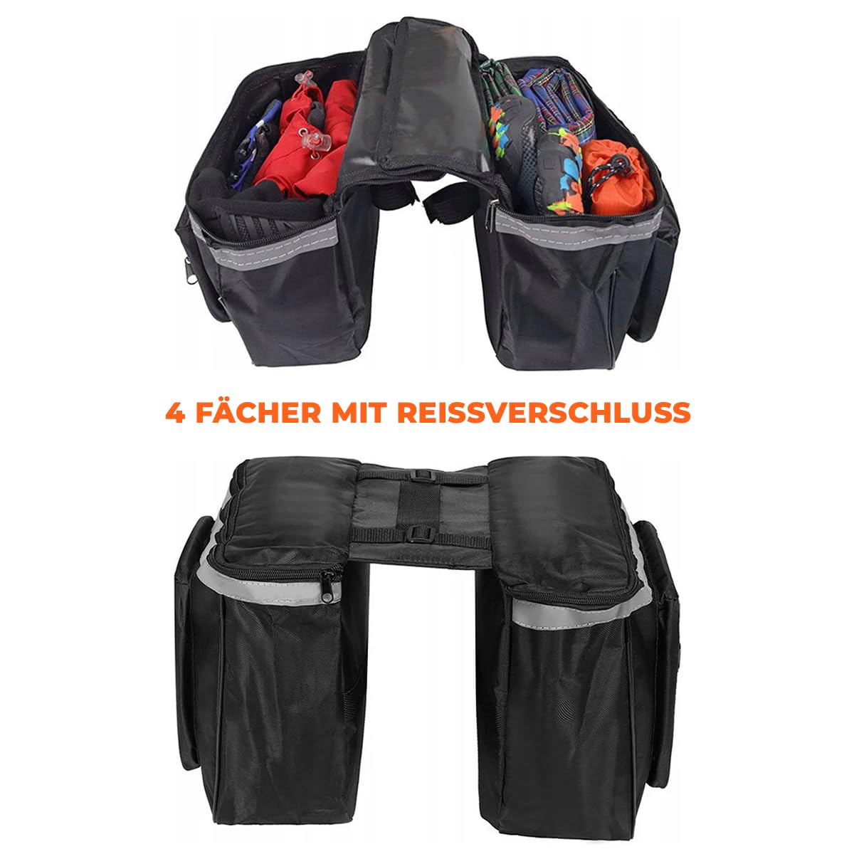 Borsa portapacchi posteriore per bicicletta, 45 l, impermeabile, con cerniera, 37 x 30 x 26 cm, con tasca laterale extra e maniglia per il trasporto