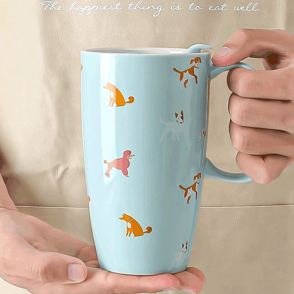 Tasse Kaffeebecher Große Klassische Kaffeetasse Mit Deckel, Niedliche Keramiktasse, Geschenk, Leicht Zu Reinigen Und Zu Halten, Multifunktionale Trinktasse Teetasse Kaffeetassen (Color : G)