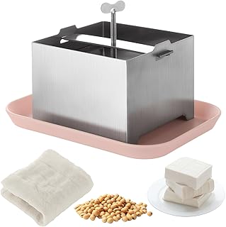 Tofu Press, 304 Stainless Steel Tofu Presser, Cheese Press for Homemade Tofu with Drip Tray and Towel, with Adjustable Pressure (Small Size, Approximately 500 Grams)