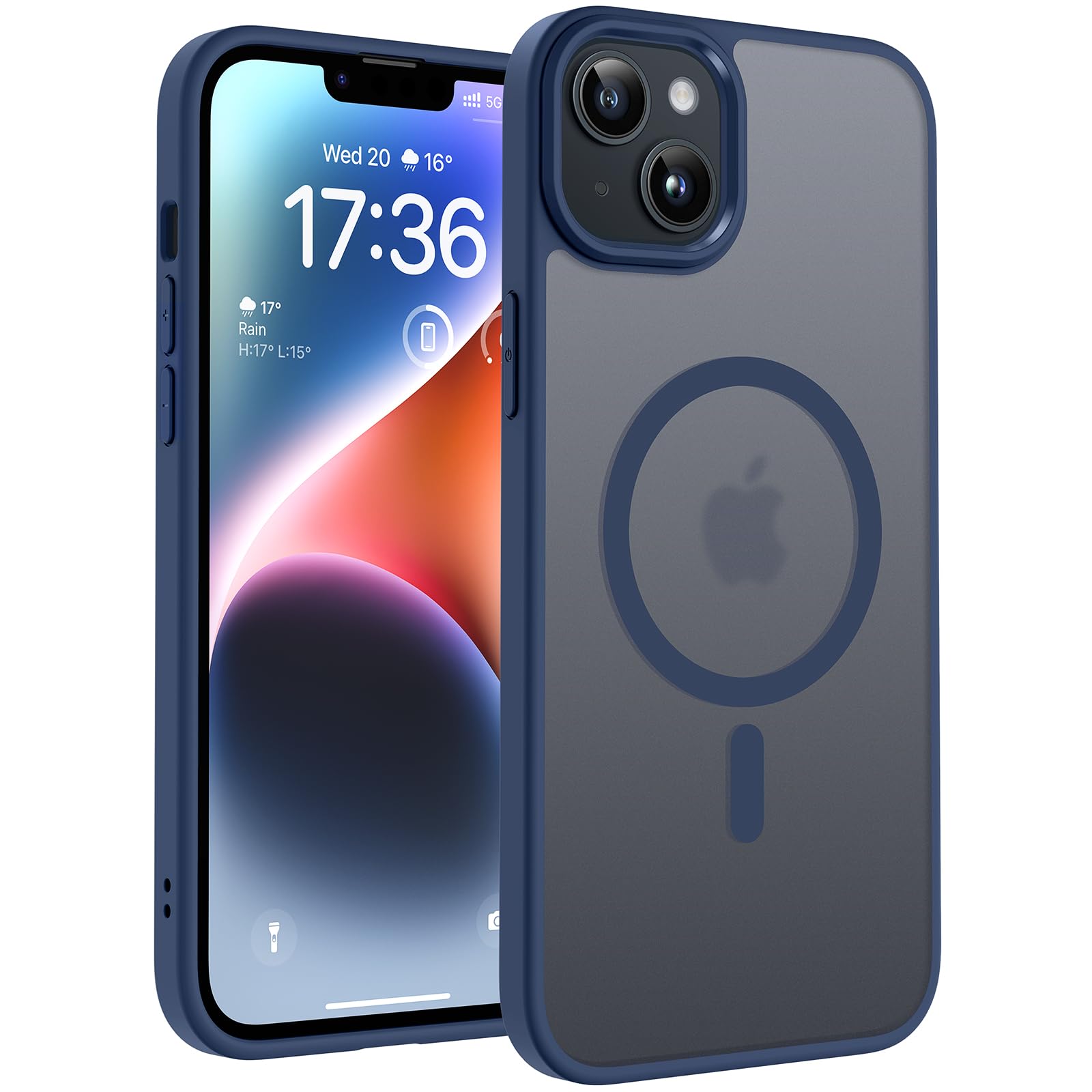 TOCOL Magnetic for iPhone 15 Case 6.1-Inch, Fit for MagSafe, Upgraded [Full Camera Protection], [14FT Military Grade Shockproof] Thin Slim Frosted Translucent Matte Back Phone Cover (Black) — view 148