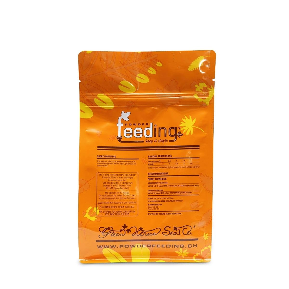 Powder Feeding SFLO-PFCH Green House Short Flowering 1 kg, orange, 15 x 18 x 7 cm