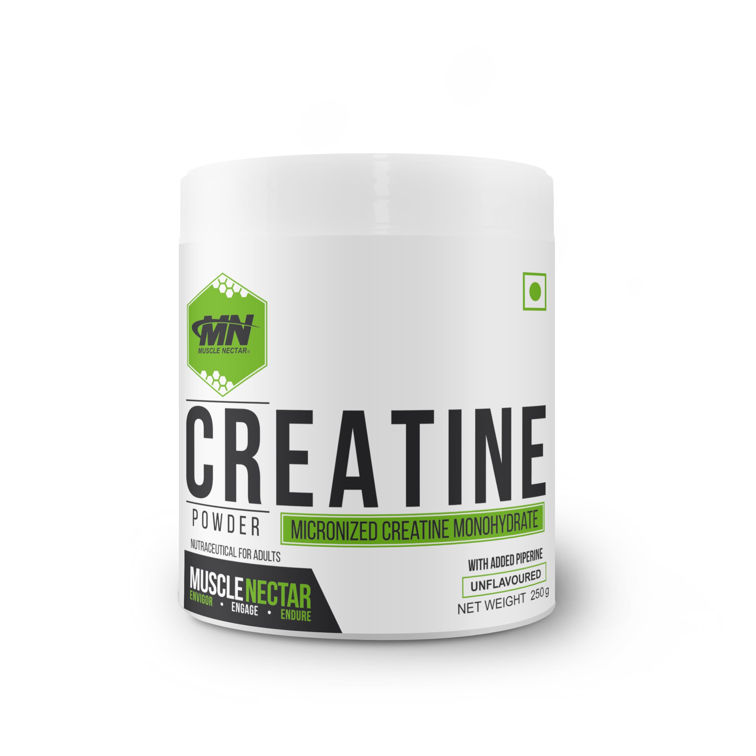 muscle nectar pure micronised creatine monohydrate | rapid absorption | enhanced muscle strength & power | powder form (250g, unflavoured)