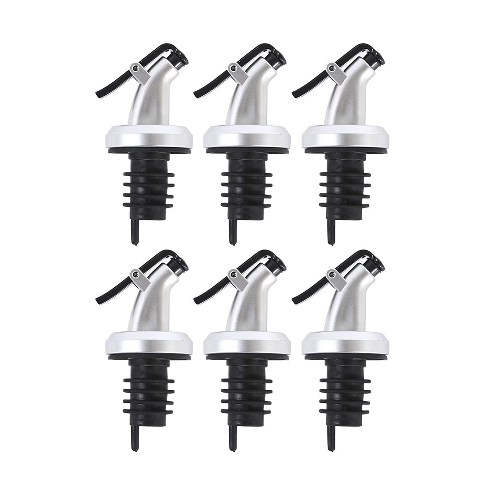 Oil Pourer Spout 6Pcs – Leak-Proof Flip-Top Dispenser for Bottles – for Olive Oil, Vinegar, Wine & Spirits – Kitchen & Bar Tools for Easy Home Use