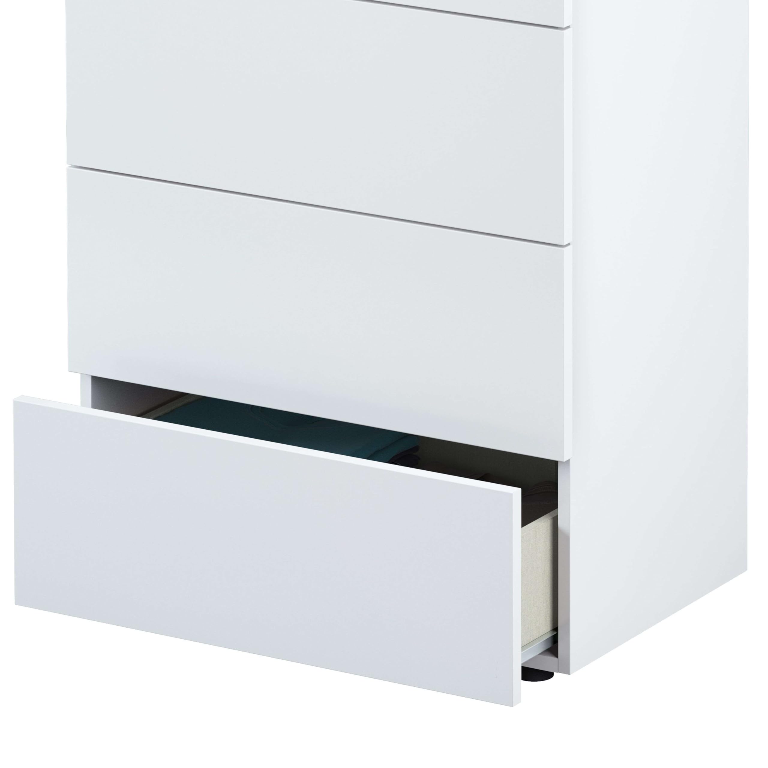 Habitdesign – Cómoda Sinfonier con 5 Cajones, Comoda Moderna para Dormitorio, Sinfonier Vestidor, Color Blanco Artik y Gris Cemento, 118x61x40 cm - Modelo Tekkan