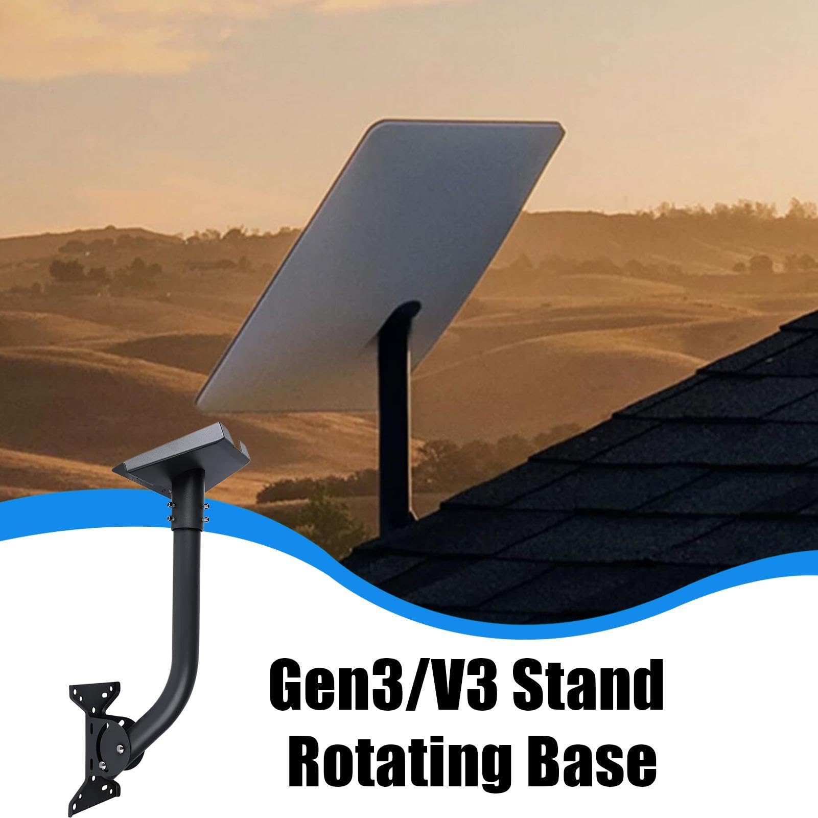 Soporte Montaje Antena Pared Ajuste de ángulo flexible y montaje vertical | Montura Giratorio Para Exterior Hogar Tejado Pared Alero Resistente Universal Ajustable Soporte Antióxido