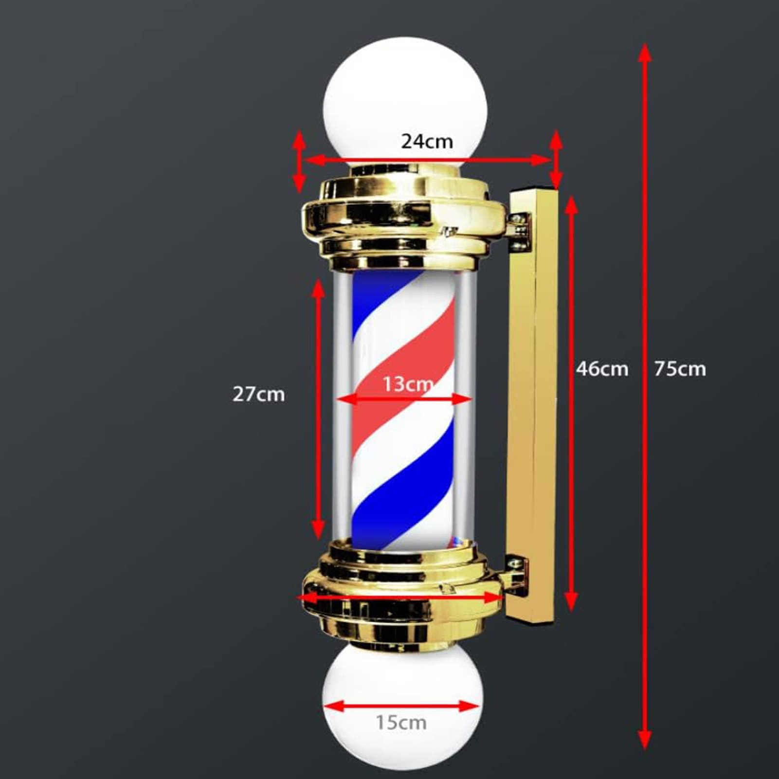 Lampada LED da barbiere con strisce illuminate rotanti, impermeabile, montaggio a parete, ultra luminosa, per negozio e salone