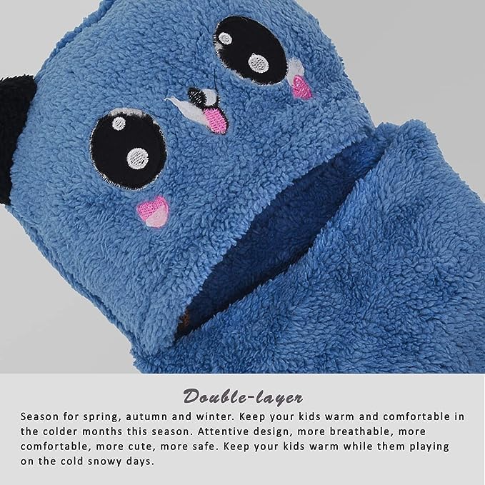 Image of TopiBaaz Cute Panda Cartoon Monkey Cap for Boys and Girls (Pack of 1) | Age - 6 Years to 12 Years |Free Size | Plush Wool | Winter Cap | Neck Scarf