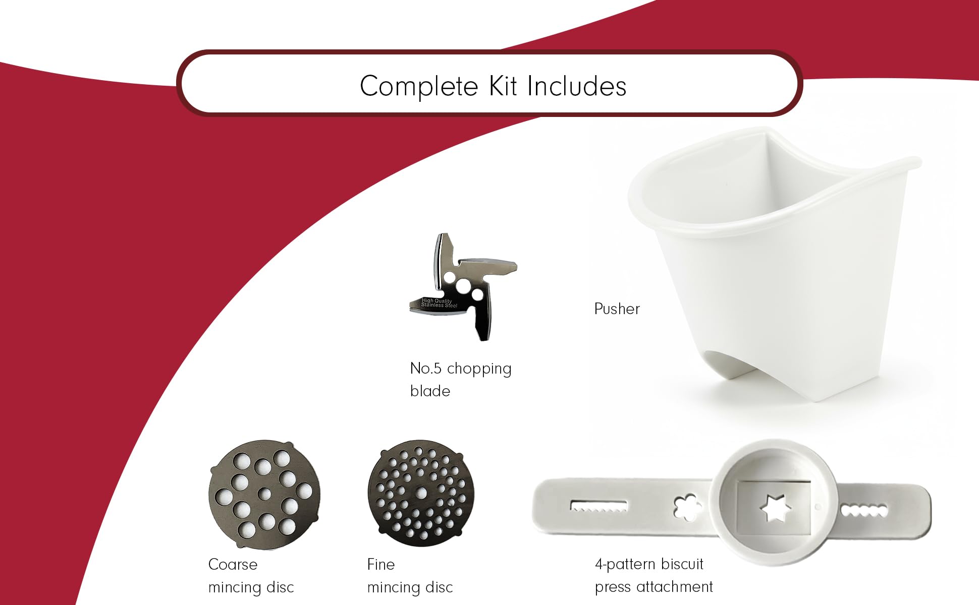 Tredoni Tritacarne Manuale & Tritaverdure – Macchina per Biscotti con Pressa e Accessorio per Churros/Biscotti (4 Forme), Bianco