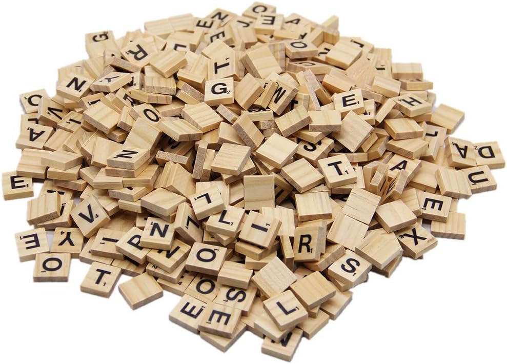 Zcaukya 500 Pcs Wooden Scrabble Tiles,Wood Letter Tiles,Scrabble Tiles for Crafts A-Z Capital Letters for Crafts, Pendants, Spelling