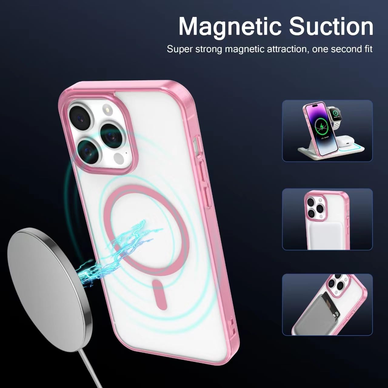 VENINGO Magnetica Cover per iPhone 17 Pro Max Custodia Compatibile con MagSafe Cover Case Bordo Effetto Pelle Traslucida Opaca Anti Impronte Digitali Custodia per iPhone 17 Pro Max Arancione