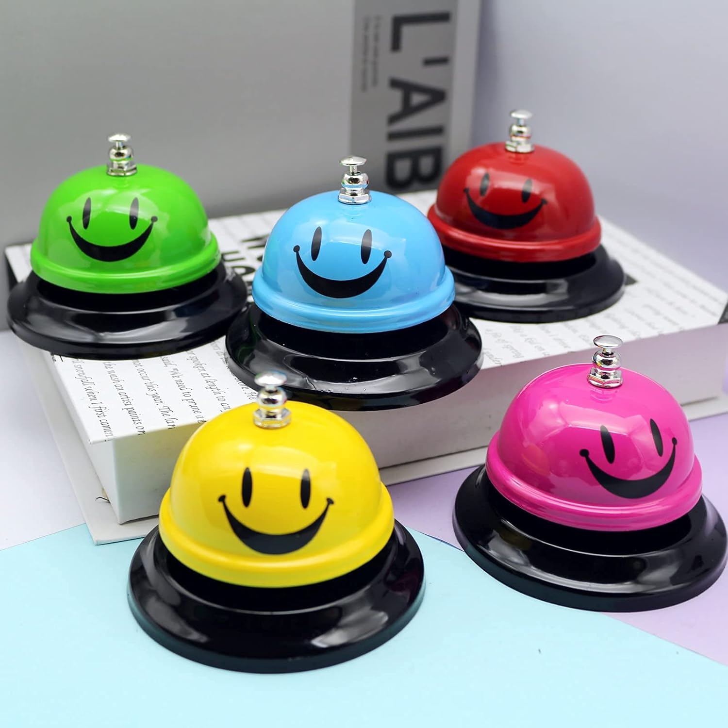 Calling Bell, Stainless Steel Anti-Rust Structure, Desktop Bell, bar Service Bell, Suitable for Hotels, Schools, Restaurants, Reception Areas, Hospitals, Warehouses (3.3 inches in Diameter) (Blue) : Office Products
