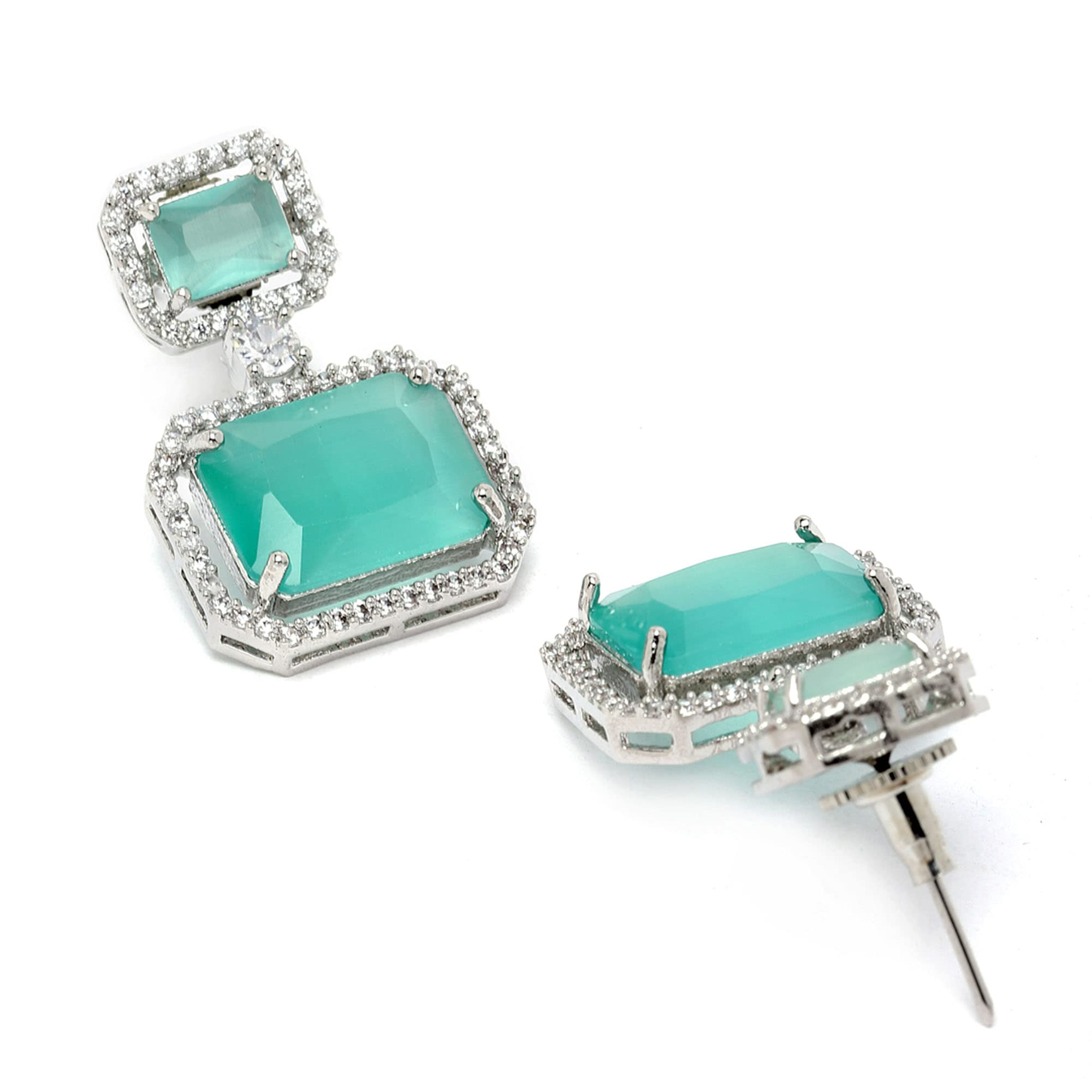Oxidised American Diamond Drop Earrings
