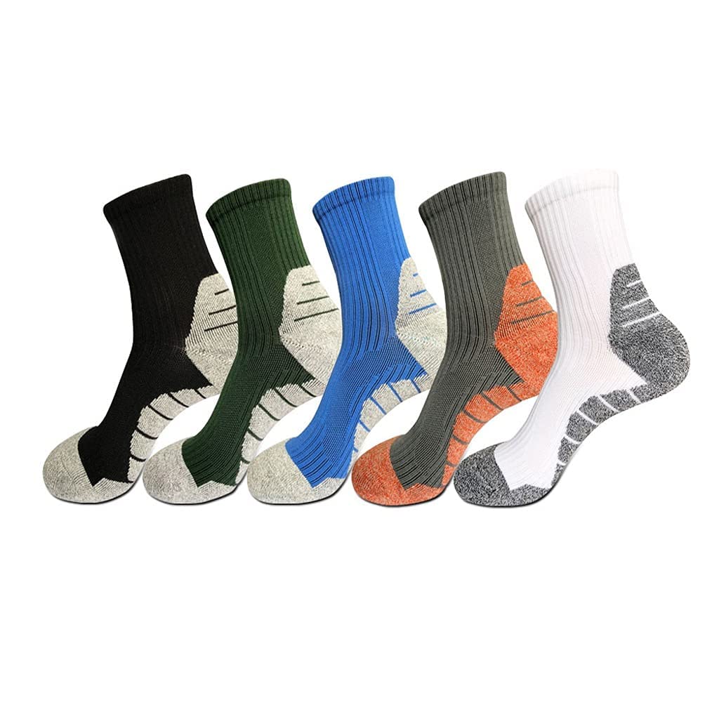 Otoño Invierno Hombres calcetines5 Pares de Deportes al Aire Libre Baloncesto Corriendo Ciclismo Senderismo calcetín de tripulación Masculino (Color: Tamaño: 38-44) (Color : A, Size : 38-44)