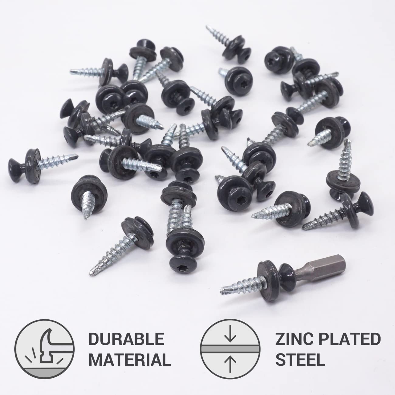 SKIR'CO - Tornillos para techos de metal, 4,8 x 28 mm, tornillos autoperforantes pintados con arandelas EPDM, tornillos Torx de chapa (gris antracita RAL 7016)