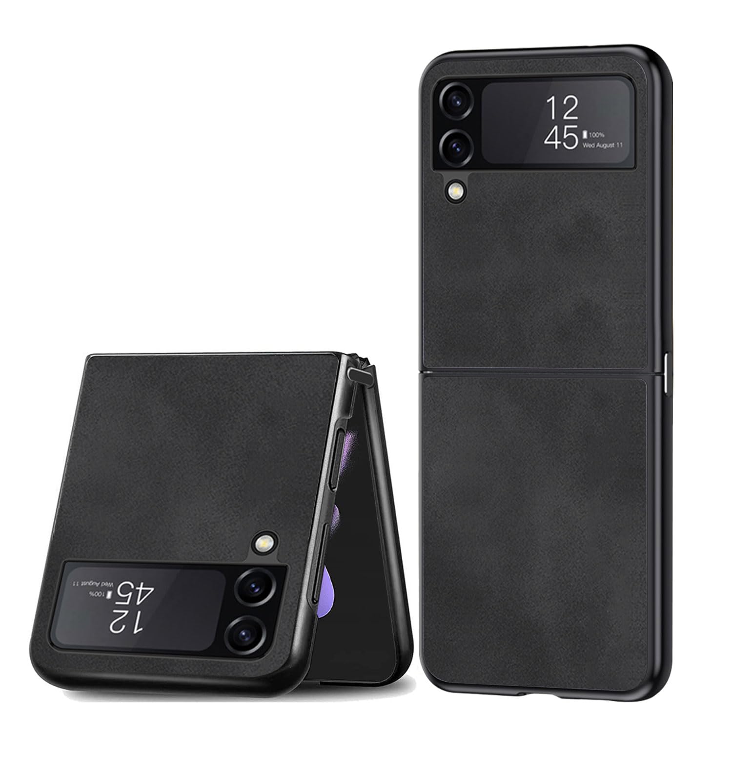for Samsung Galaxy Z Flip 4 Case, TPU and Suede PU Leather Case, Anti-Vibration Anti-Slip Ultralight Luxury Cover for Samsung Galaxy Z Flip 4, for Men Women (Black)