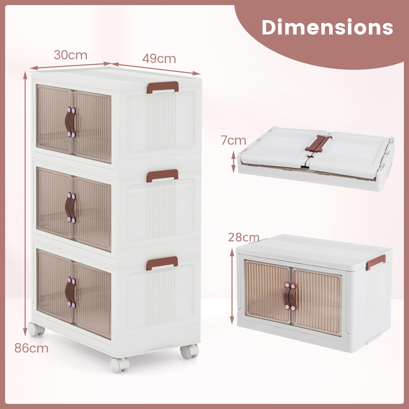 Plastic Storage Drawers COSTWAY 6-Cube Foldable Shoe Storage Box With ...