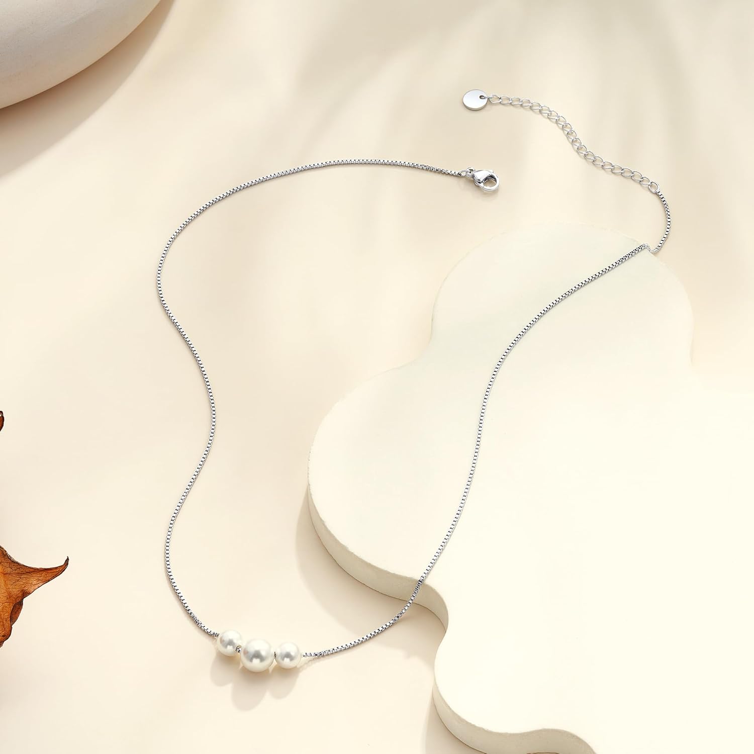 Valentines Day Gifts for Her - 14K Gold Plated Pearl Necklaces for Women Trendy Dainty Necklace Simple Layered Pearl Necklaces for Women Trendy Wedding Birthday Valentines Jewelry - Image 5