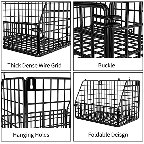 Image of PUPPYCUTE Stackable Wire Storage Baskets for Kitchen Closet Pantry, Hanging Closet Organizers Storage Shelves Organization, Wall Mount Metal Basket Bins, Clothing Vegetable & Fruit Organizer 5 pcs