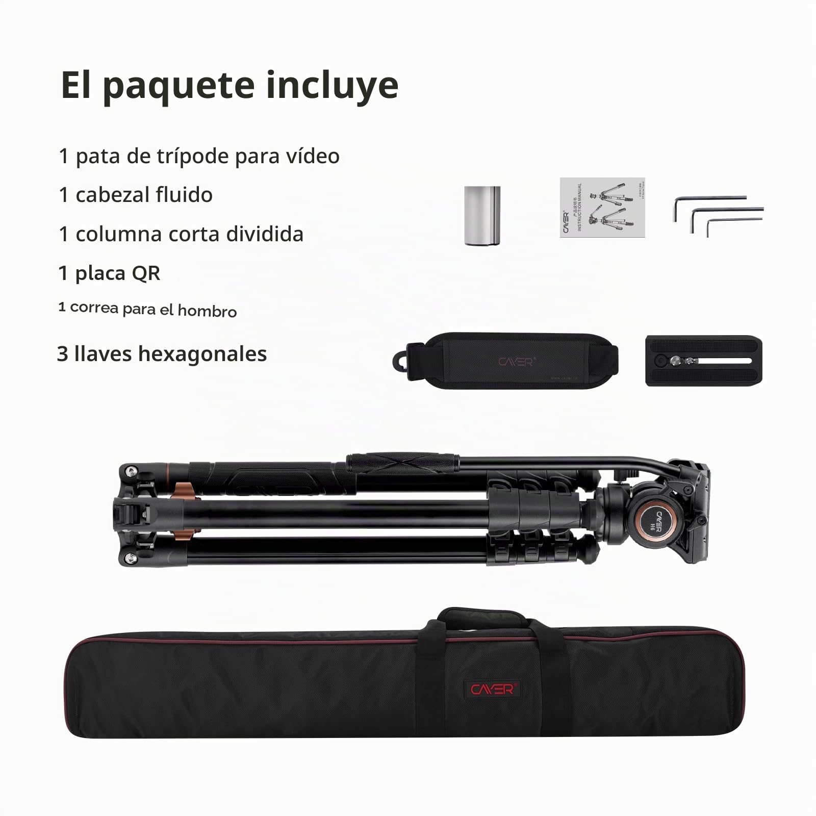 Cayer 75" Trípode Monopié de Video con Cabezal Fluido, Placa QR de Aleación de Aluminio Compatible con dji RS Gimbal, 360° Pan e Inclinación de +90°/-70° para DSLR, Carga Máx: 8kg, FP2450