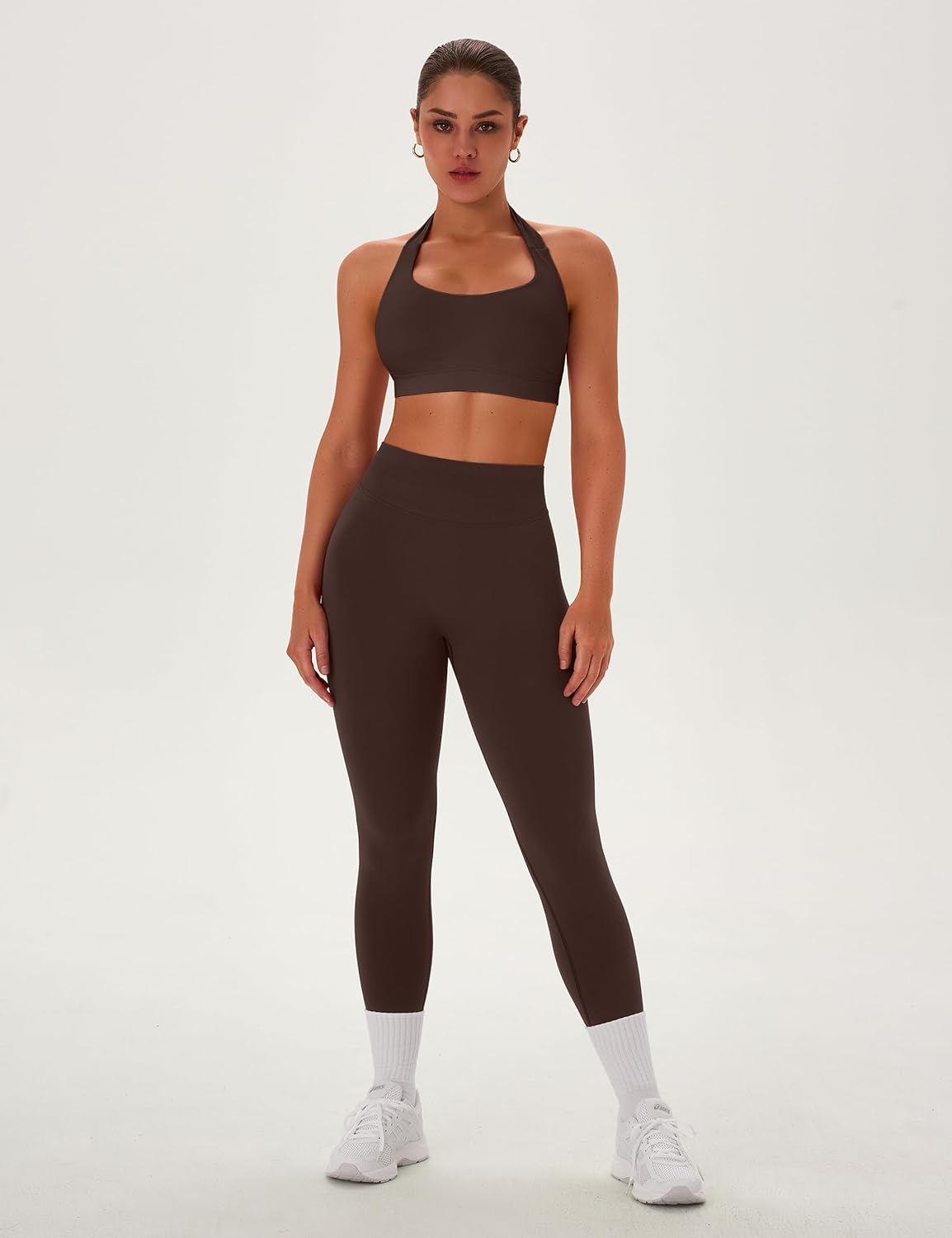 TDIFFUN Women Workout Sets 2 Piece Seamless Scrunch Butt Leggings Padded Halter Sports Bra Matching Set Gym Yoga Outfits - Image 3