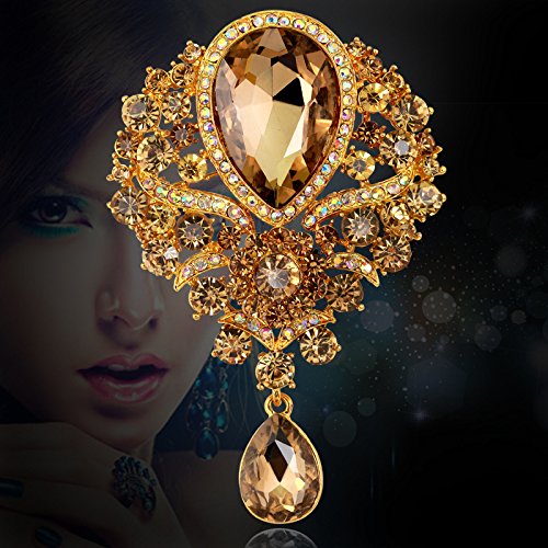Broche de Mujer, Broche de aleación, Broche Colgante de Cristal para Mujer, Accesorios de Pin, Accesorios de Ropa Exterior, Hebilla, Broches exquisitos