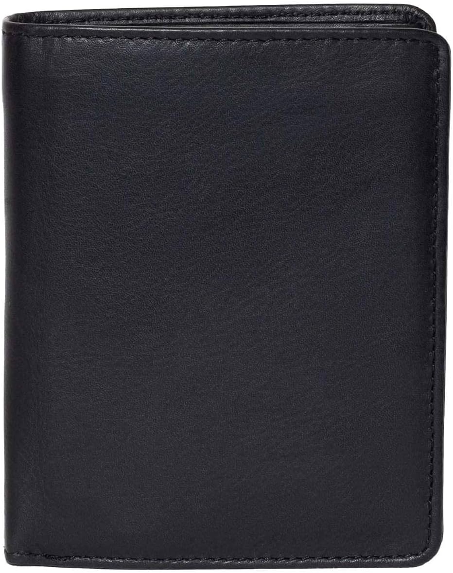 DiLoro Mens Full Size Large Capacity Genuine Full Grain Leather Wallet Bifold Flip ID Coin & Zip Pockets RFID Blocking Anti-Theft (Black Nappa) - Image 2