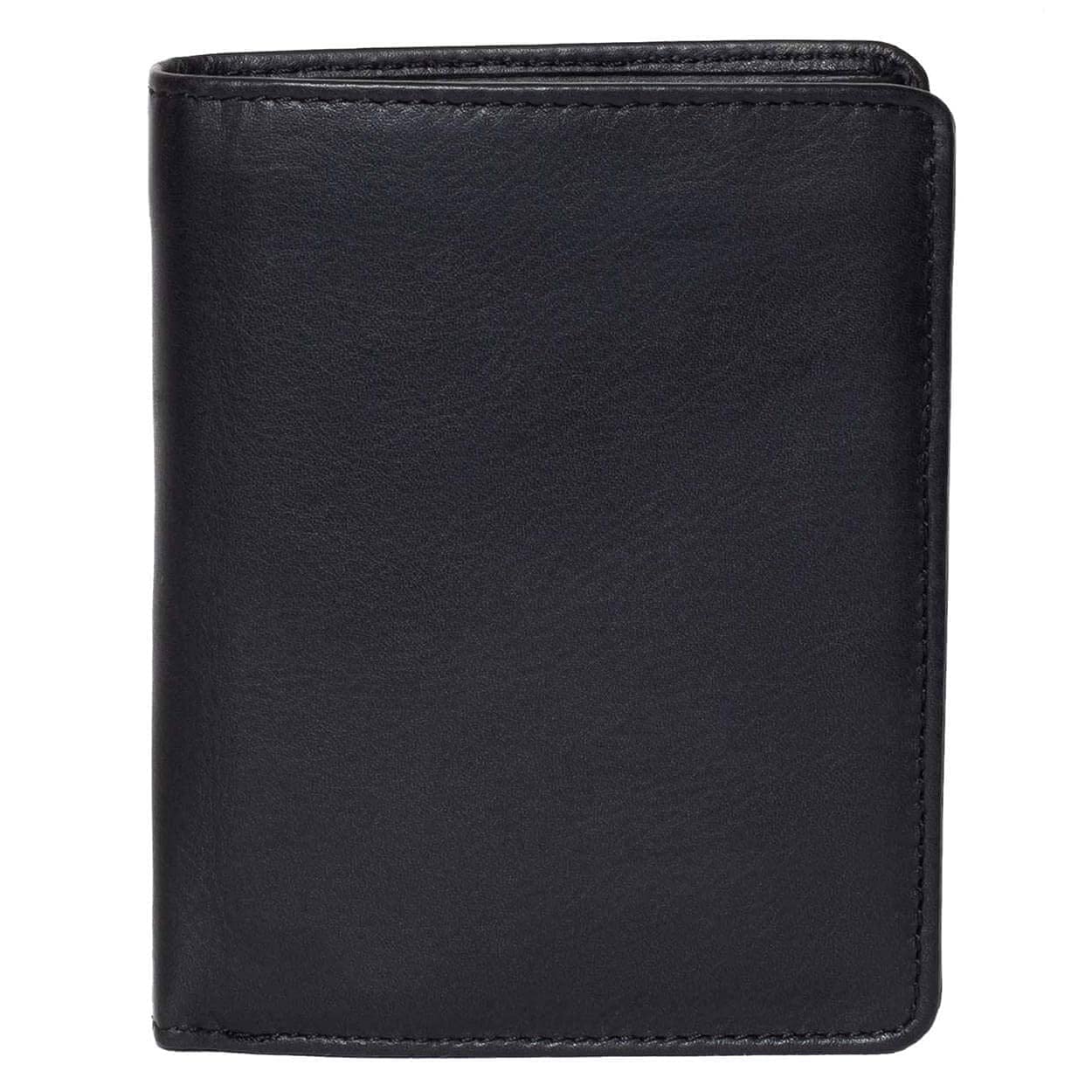 DiLoro Mens Full Size Large Capacity Genuine Full Grain Leather Wallet Bifold Flip ID Coin & Zip Pockets RFID Blocking Anti-Theft (Black Nappa)
