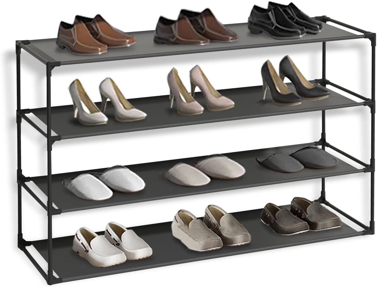 Jerry & Maggie Simple Trending 4 Tier Stackable Shoe Rack for Garage, Shoe Rack for Entrance Small Space for Dorm Shoe Racks, Over Door Shoe Rack, Kitchen Storage Shelves Solution