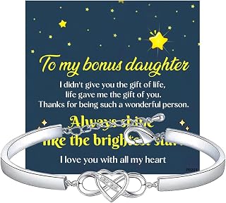 Infinity Love Heart Adjustable Stainless Steel Bracelet For Women - Mother Daughter Bracelets With Gift Box And Cards, 18th Birthday Gifts For Daughter, Bonus Daughter Gifts, Mommy And Me