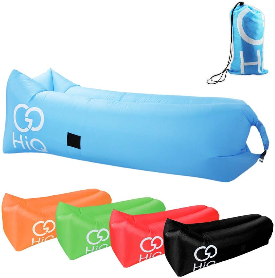 GoHiQ Inflatable Lounger Couch Sofa with Carry Bag W/Bottle Opener. Perfect For Travel, Camping, Concerts The Beach or Pool (Blue)