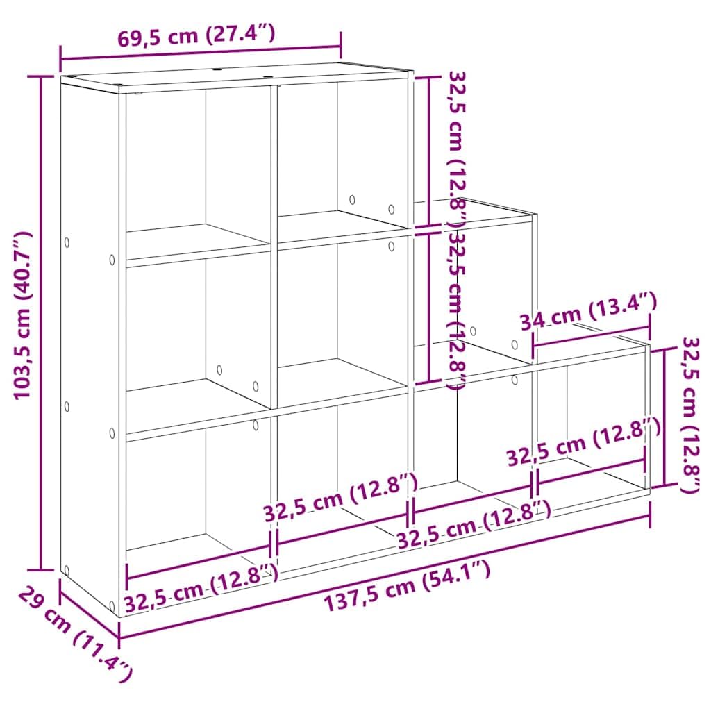 vidaXL Raumteiler Bücherregal 137,5 x 29 x 103,5 cm Holzwerkstoff