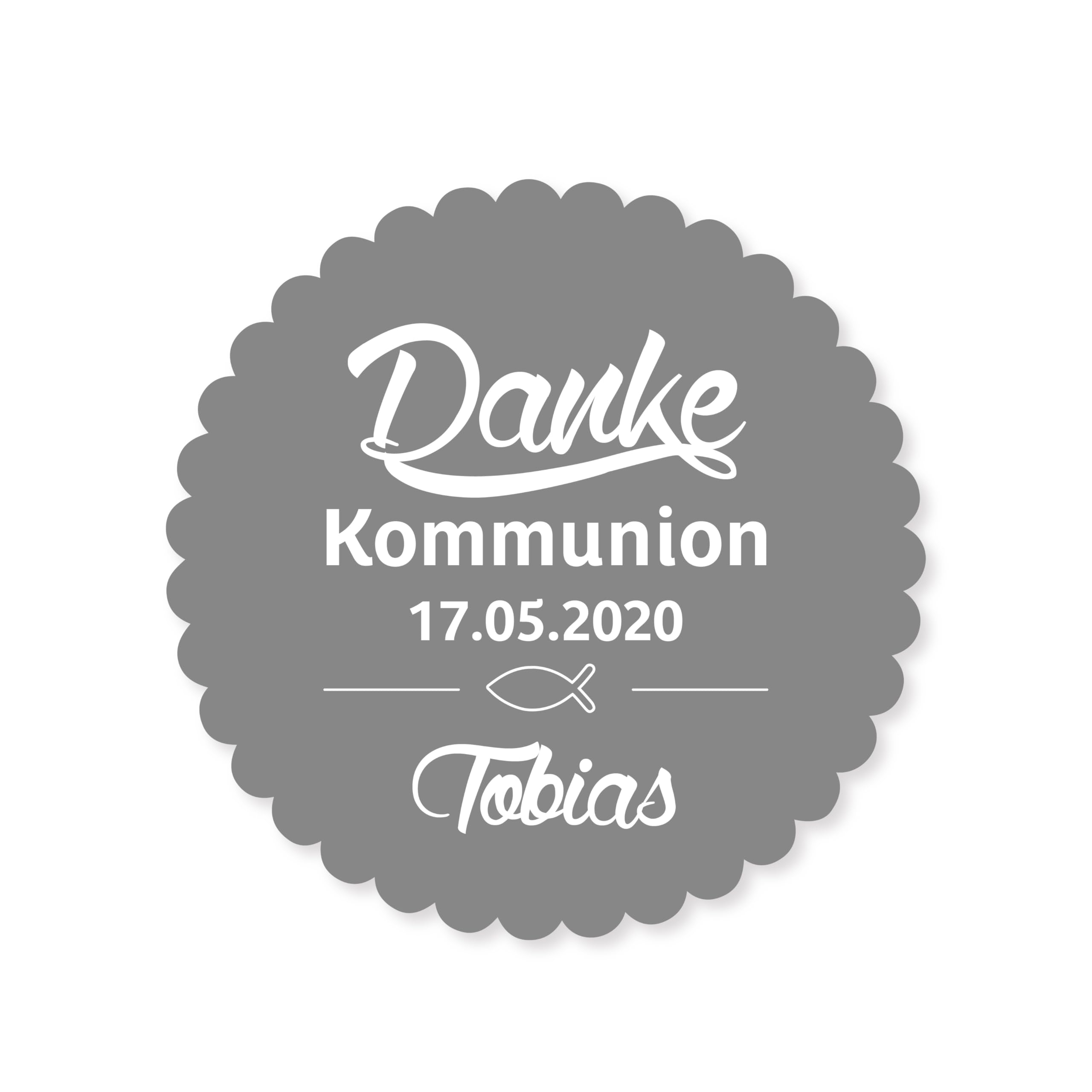 Personalisierte Kommunion Aufkleber – Runde Dankeschön Sticker – 4–8 cm – Geschenkaufkleber zur Erstkommunion