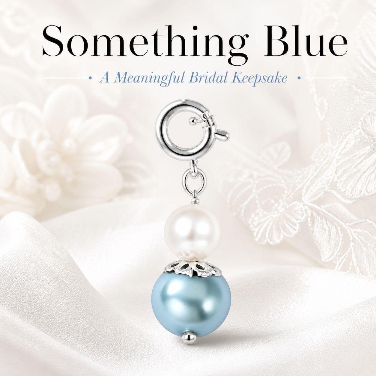 Something Blue Charm Gift for Bride Bridal Shower Wedding Gifts Bridal Blue Pearl Bouquet Garter Lucky Charm for Bride to Be Gifts