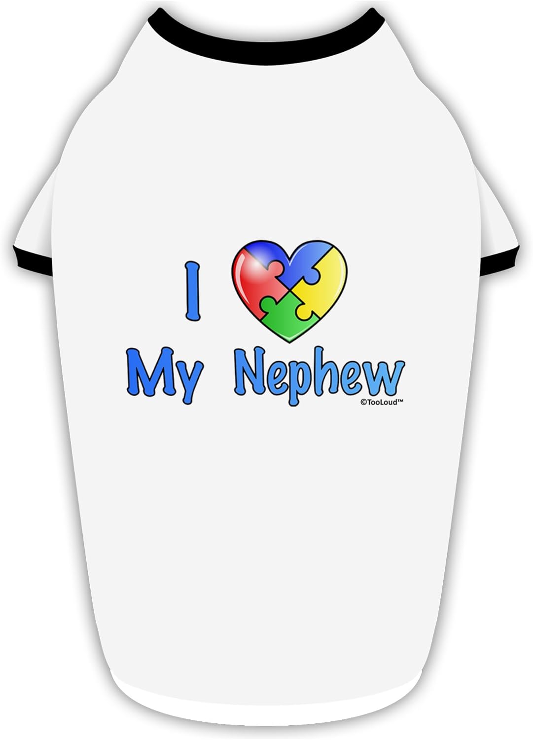TOOLOUD I Heart My Nephew - Autism Awareness Cotton Dog Shirt White with Black Large