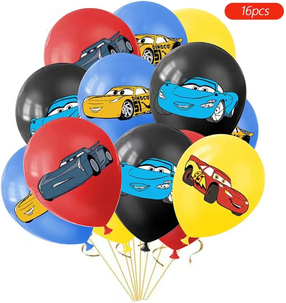 52Pcs Cars Birthday Party Supplies, Party Decorations Set Include Banner, Backdrop, Balloons, Hanging Swirls, Cake Cupcake Toppers, Tablecloth for Boys Girls Cars Theme Party