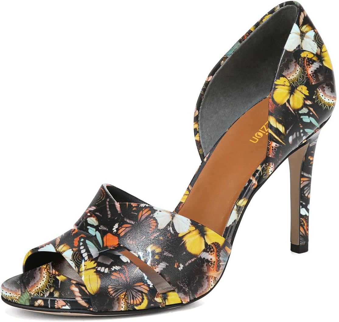 Pazzion Women's Sexy Open Almond Toe High Heeled D'Orsay Pump Slip On Stilettos Heels Two Piece Sandal Versatile Party Event Shoe Size 4-16 US