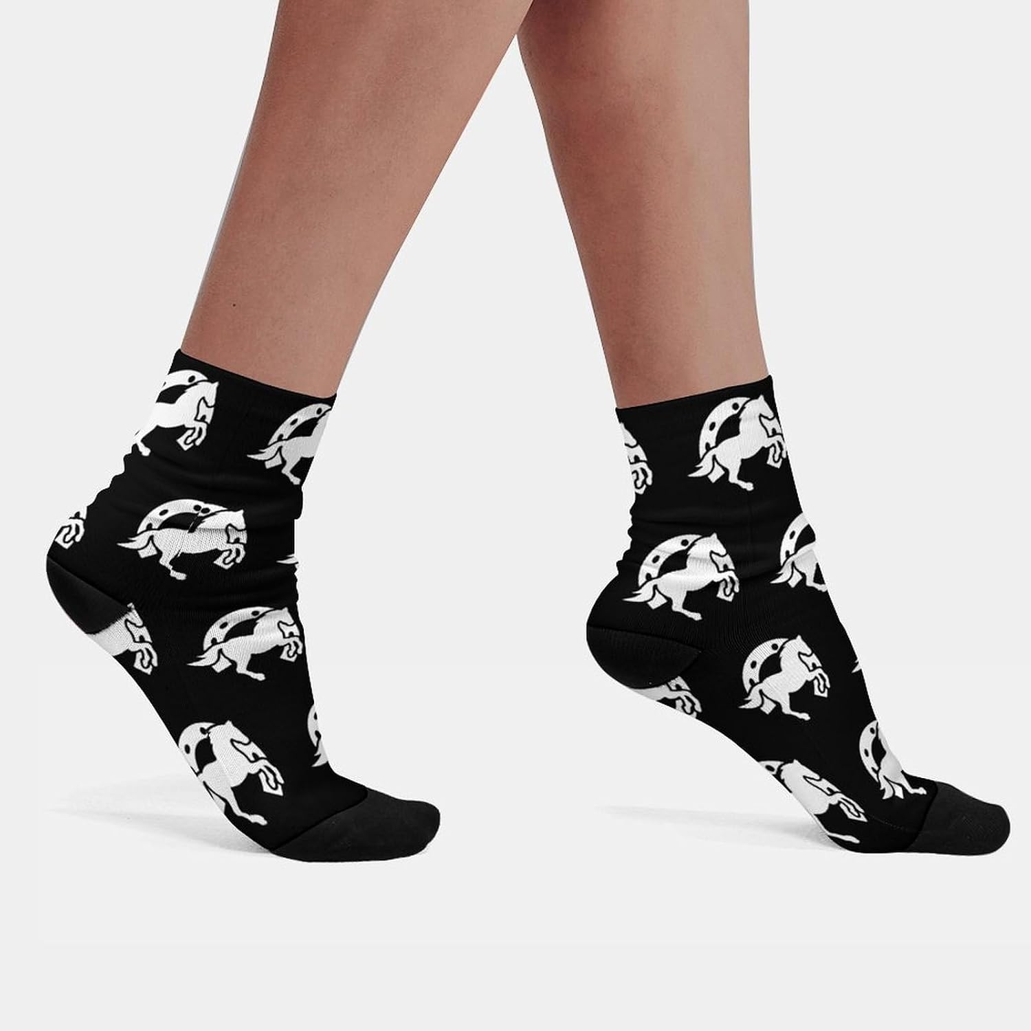 Horseshoe Horse Knee High Socks Athletic Long Stockings Sport Casual Crew Tube Sock Boot