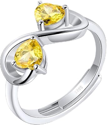 Birthstone Ring for Women, Infinity Love Heart Ring for Her, Sterling S925 Silver Cubic Zirconia, Birthday Jewelry Friendship Ring Mom Daughter Wife Girlfriend