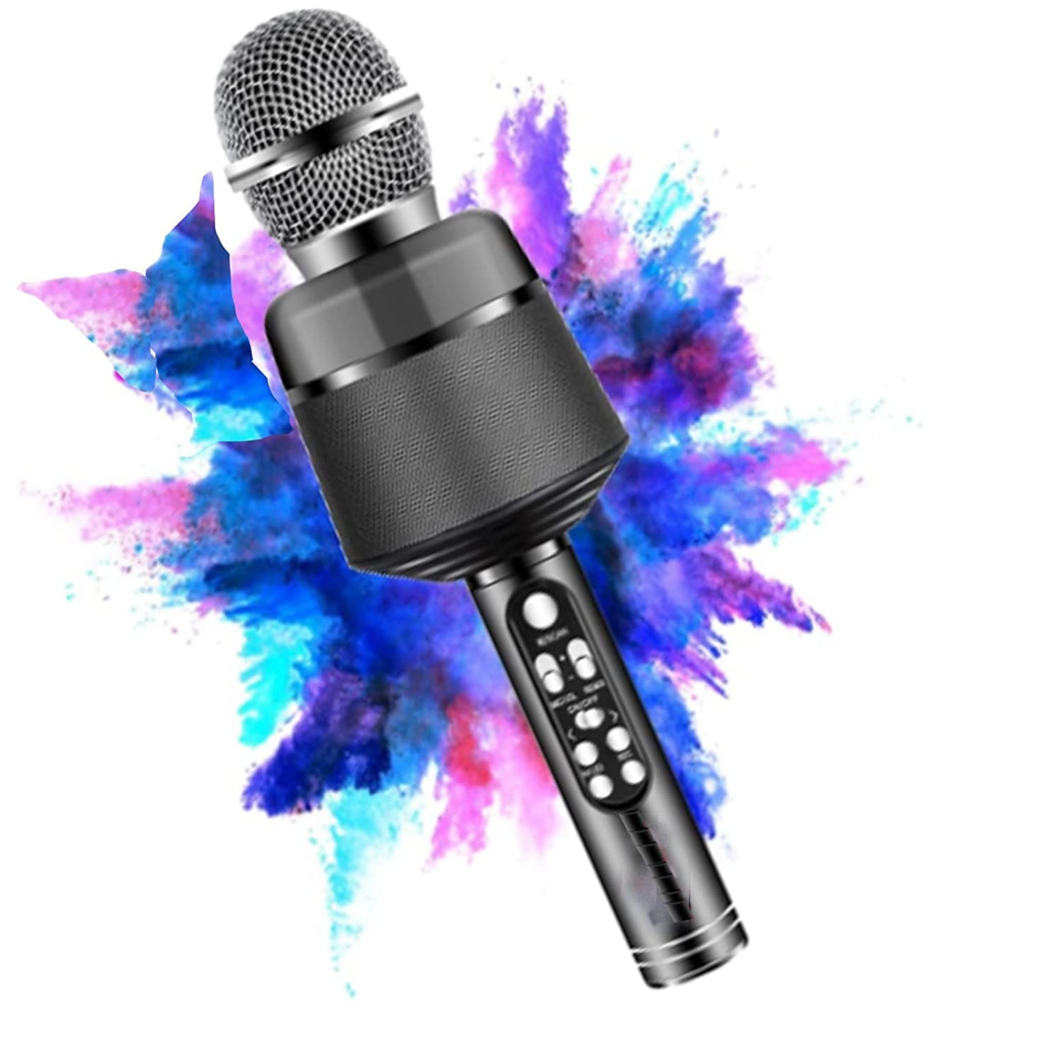 Careflection || Handheld Wireless Singing Mike Multi-Function Bluetooth Karaoke Mic with Microphone Speaker for All Smart Phones (Black)