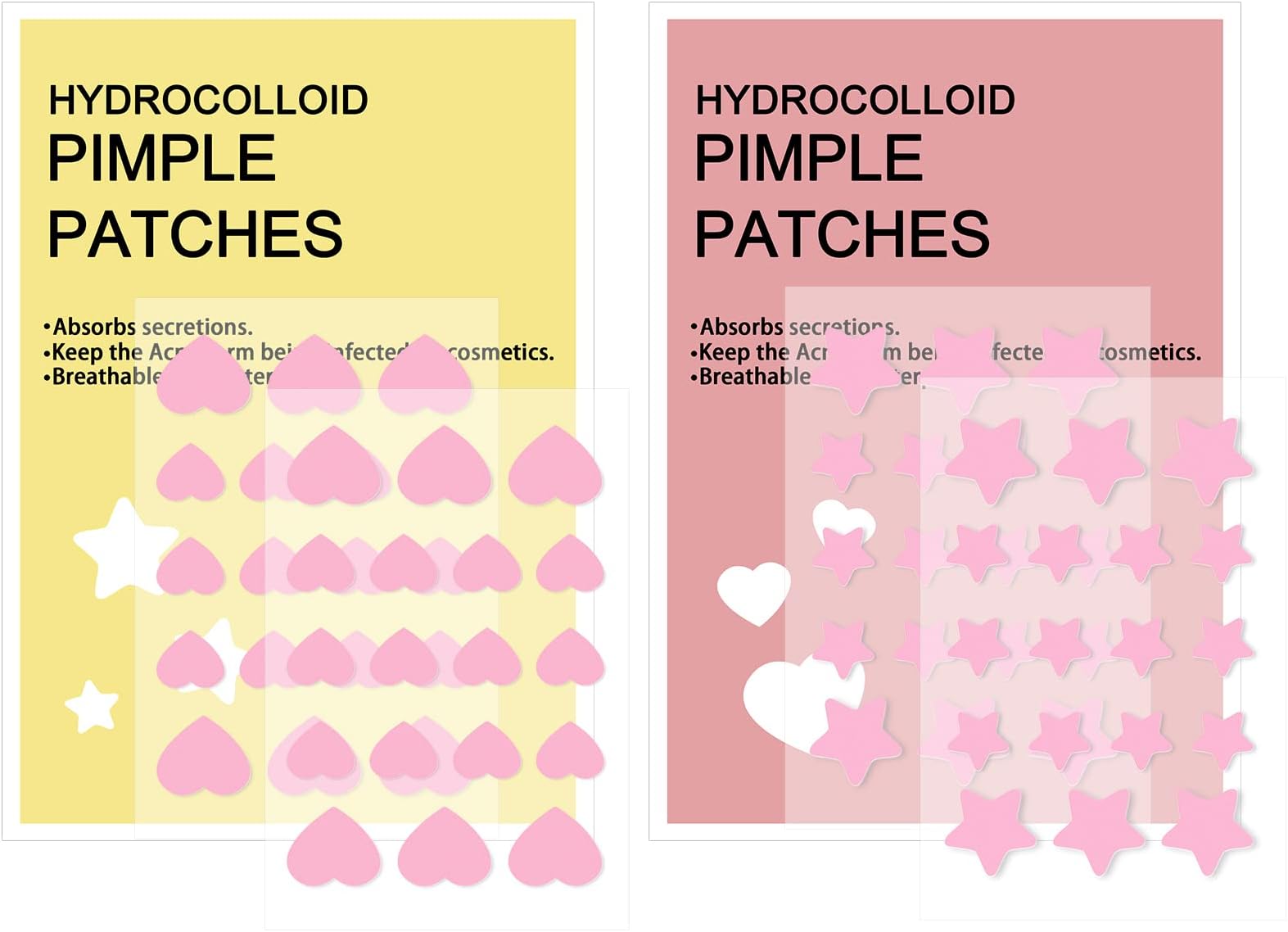SUNNOW Pimple Patches, Pink Heart & Star Spot Patch Face, Nose, Forehead Fast Absorbing Acne Patch(72 Pcs)