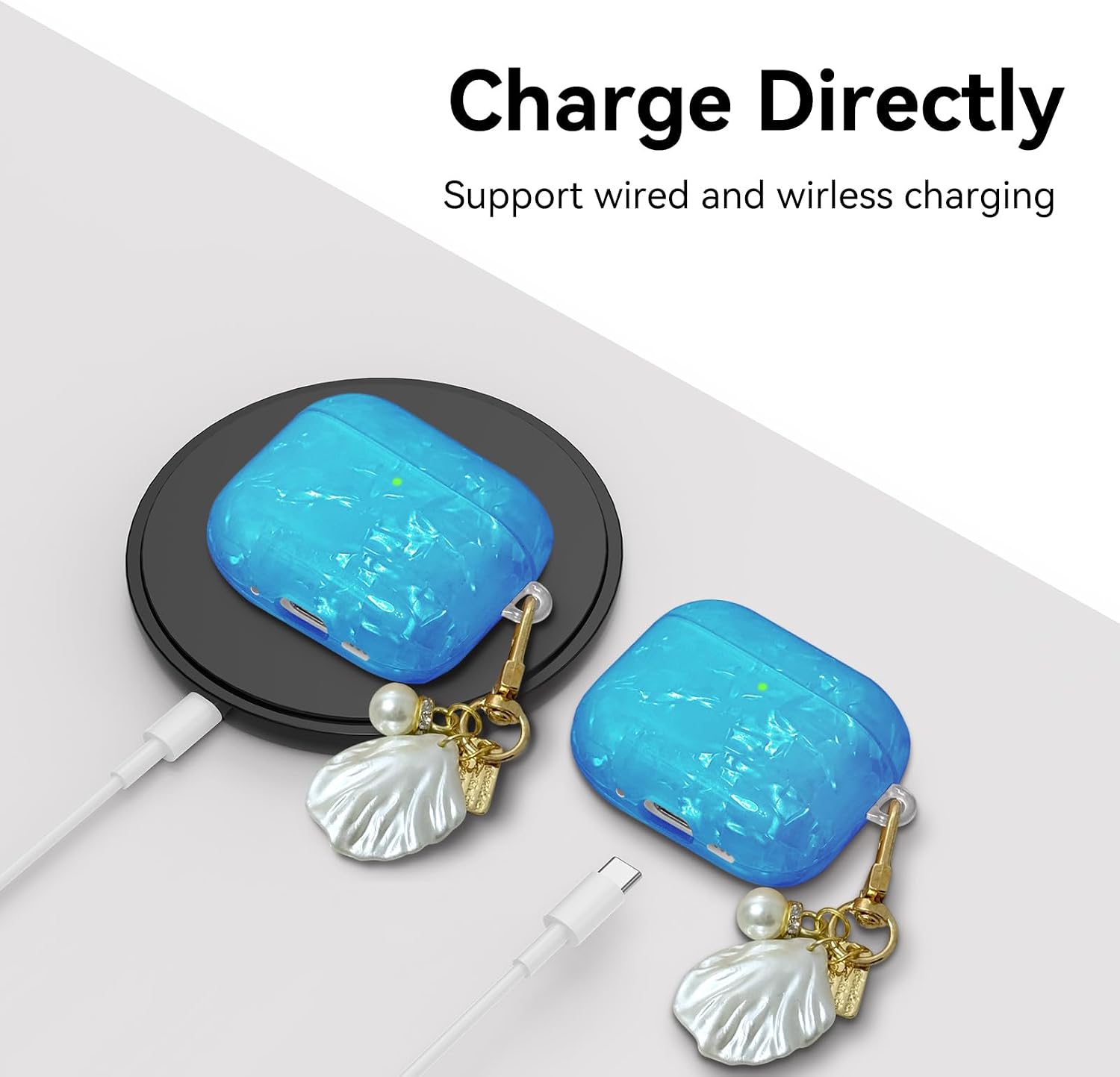 Compatible with AirPods 3 case, Cute TPU Protective Case Cover for AirPods with Cleaner Kit and Shell Lanyard Accessories for Women Girls (DarkBlue) image 5