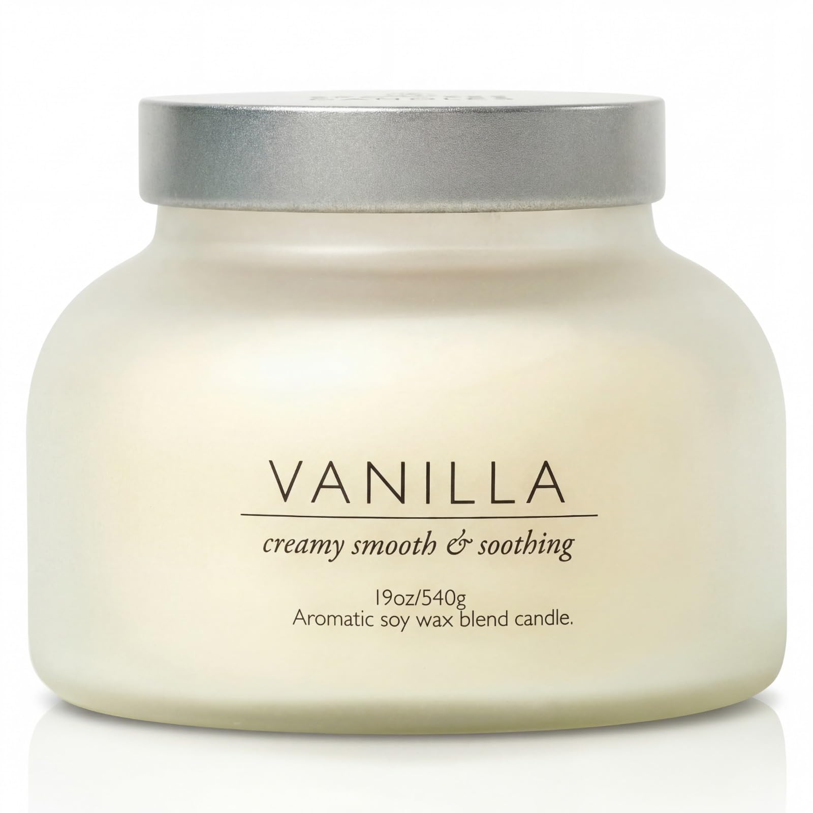 Volcano Vanilla Candle 19oz:- with a Crackling Wooden Wick in Large 4" x 5" Large Elegant White Glass Jar in a Presentation Gift Box and Protective