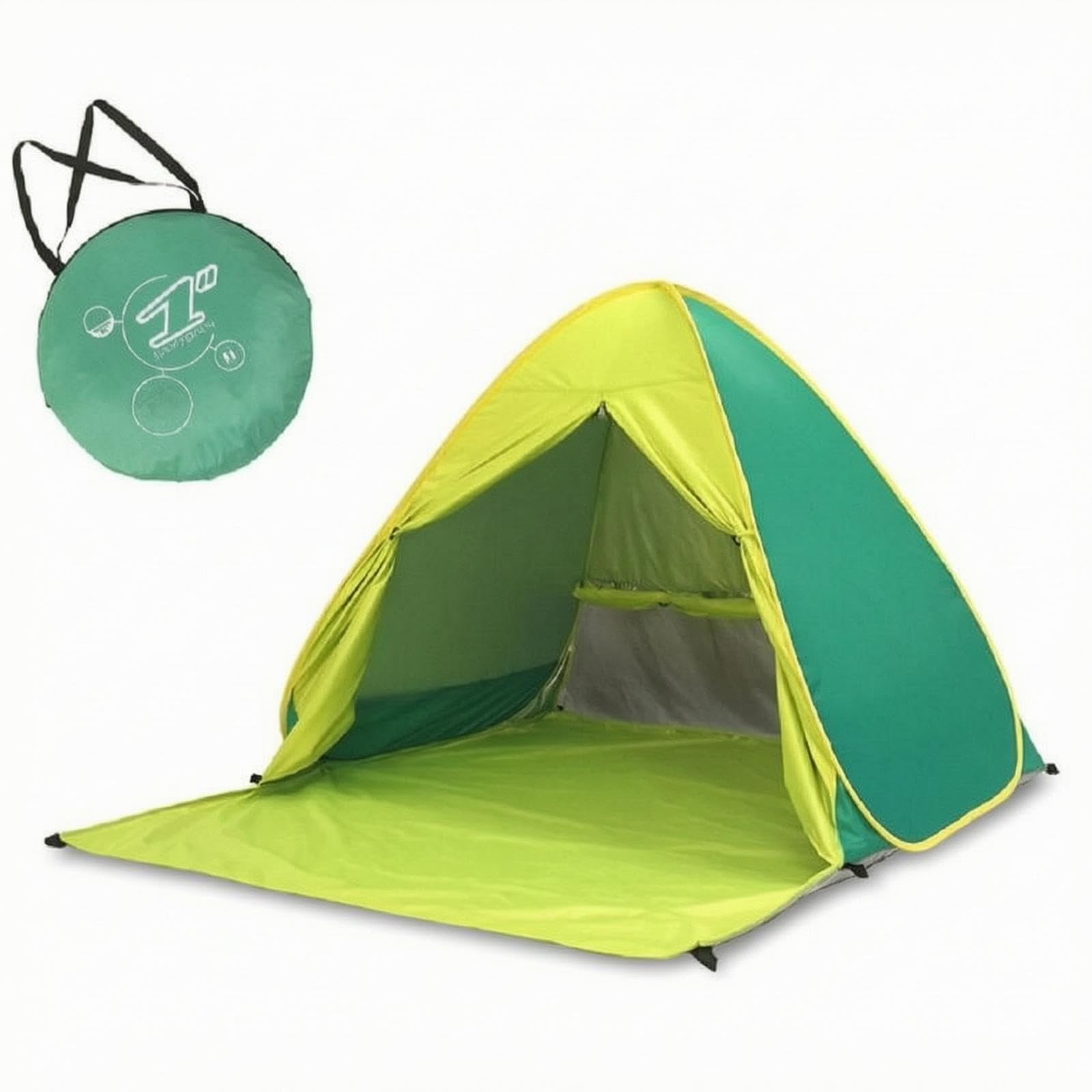Beach Tent with Carry Bag Foldable Beachside Tent Freestanding for Families, Park, Camping Green XL Upgraded-image-13